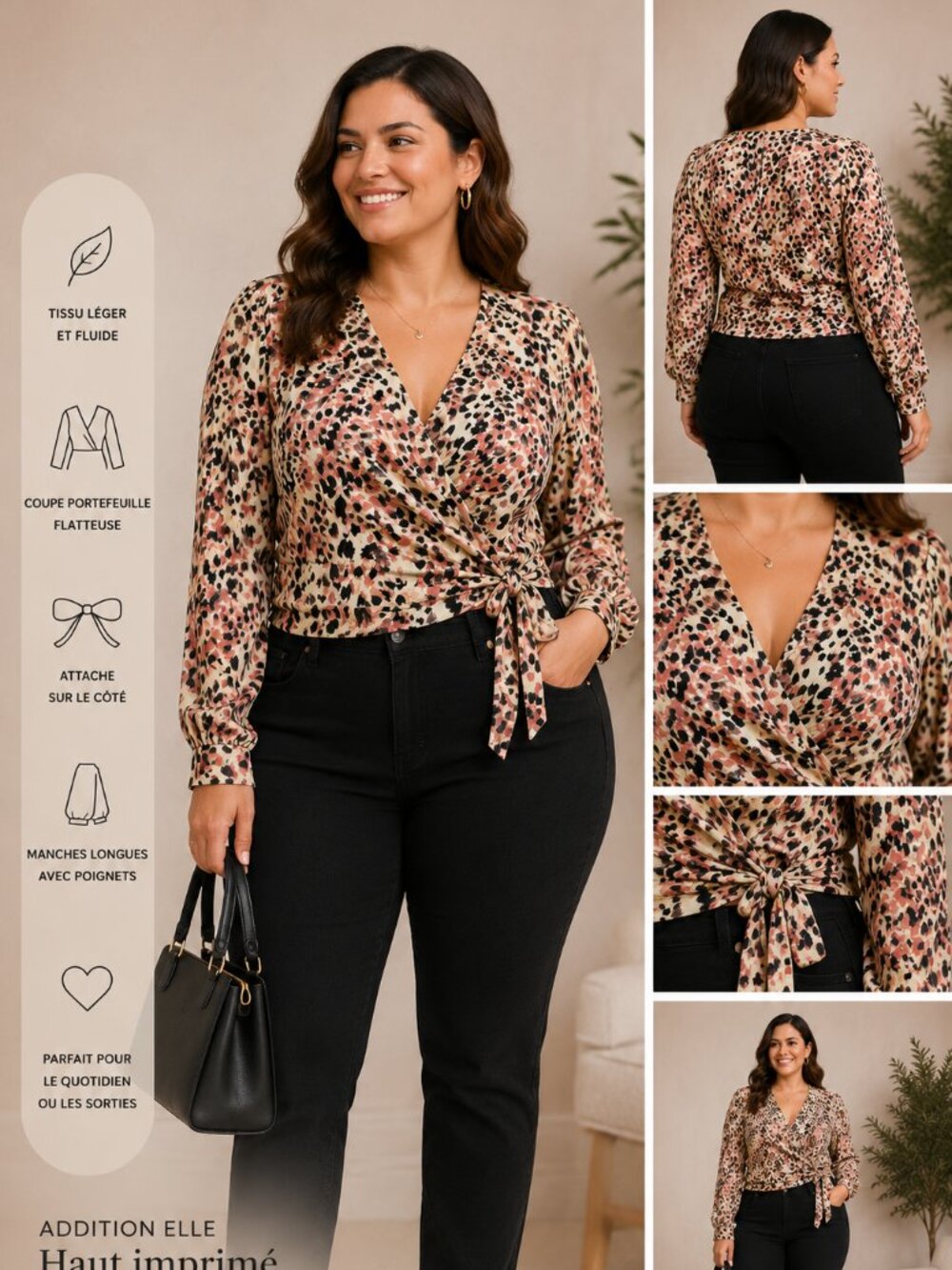 ADDITION ELLE — PRINT WRAP TOP — SIZE 2X